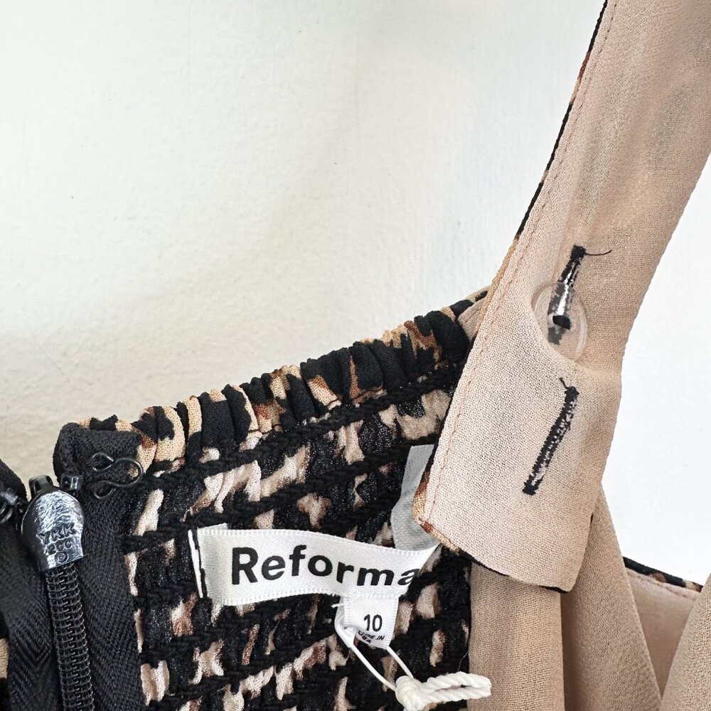 Reformation | NWT Taiga Fit & Flare Mini Dress in Leo Leopard Print Size 10 $218 - Picture 8 of 8